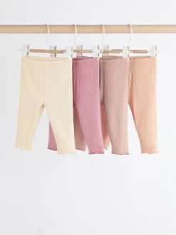 Rose en maille côtelée - Paquet de jambières pour bébé 4 (0mois-2ans)