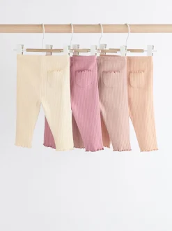 Rose en maille côtelée - Paquet de jambières pour bébé 4 (0mois-2ans)
