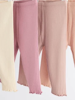 Rose en maille côtelée - Paquet de jambières pour bébé 4 (0mois-2ans)