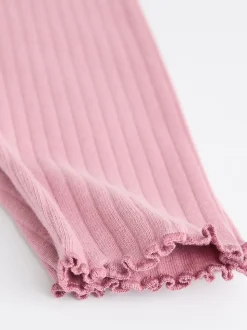 Rose en maille côtelée - Paquet de jambières pour bébé 4 (0mois-2ans)