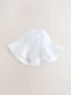 Rose et blanc - Broderie 2pk Bébé chapeau (0mois-2ans)