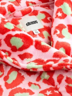 Rose et vert - Peignoir Eleanor Bowmer en polaire imprimé léopard