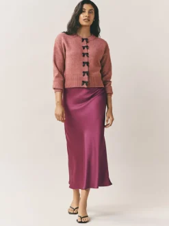 Rose foncé - Jupe Midi Satin