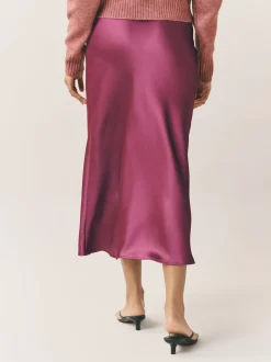 Rose foncé - Jupe Midi Satin