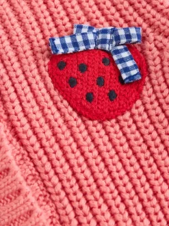 Rose fraise - Cardigan à dos brodé bébé (0mois-2ans)