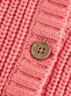 Rose fraise - Cardigan à dos brodé bébé (0mois-2ans)