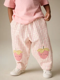 Rose fraise - Pantalons avec ornements style tonneau (3mois-7ans)