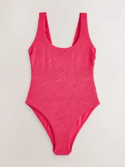 Rose froissé - Maillot de bain à encolure dégagée avec contrôle du ventre à larges bretelles