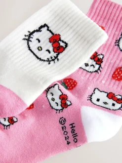 Rose Hello Kitty - Paquet de 2 chaussettes de cheville en coton riche