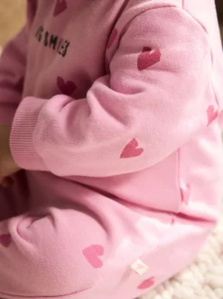 Rose imprimé cœur - Barboteuse bébé en jersey (0mois à3ans)