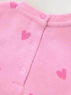 Rose imprimé cœur - Barboteuse bébé en jersey (0mois à3ans)