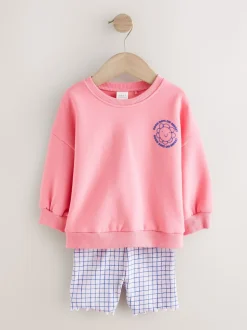 Rose imprimé zébré - Ensemble Sweat-shirt & Shorts à Col rond (3mois-7ans)