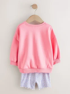 Rose imprimé zébré - Ensemble Sweat-shirt & Shorts à Col rond (3mois-7ans)