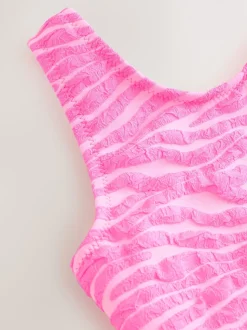 Rose imprimé zébré - Maillot de bain Effet froissé (3-16ans)
