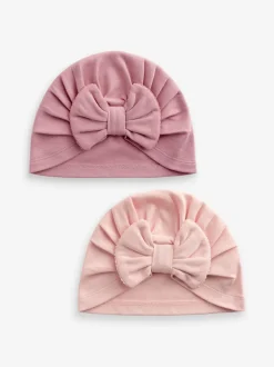 Rose moderne - Lot de 2 turbans pour bébés (0-18mois)