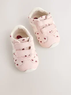 Rose motif coccinelles - Baskets Bébé à fermeture par contact (0-24mois)