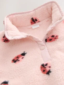Rose motif coccinelles - Polaire à demi-bouton (3mois-7ans)