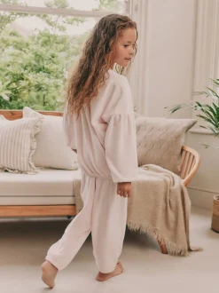 Rose motif cœur à sequins - Pyjama en laine polaire (9mths-16yrs)