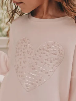 Rose motif cœur à sequins - Pyjama en laine polaire (9mths-16yrs)