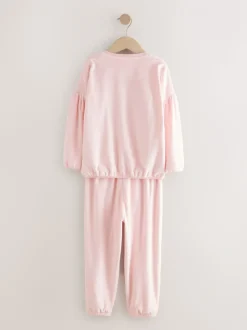 Rose motif cœur à sequins - Pyjama en laine polaire (9mths-16yrs)