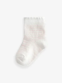 Rose motif cœur et rayures - Lot de 5 chaussettes pour bébé (0mois-2ans)