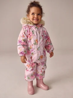Rose motif fée - Combinaison de neige imperméable imprimée (3mths-7yrs)