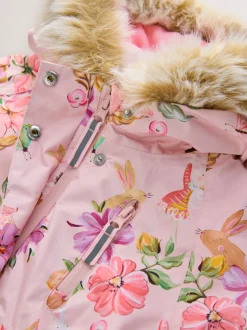 Rose motif fée - Combinaison de neige imperméable imprimée (3mths-7yrs)