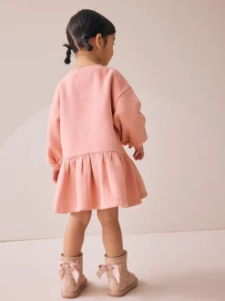 Rose motif fée - Robe en molleton à taille basse (3mois7ans)