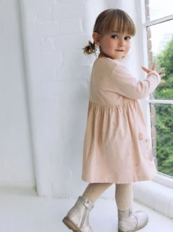 Rose motif fée - Robe ornée à manches longues (3mois7ans)