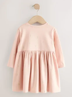 Rose motif fée - Robe ornée à manches longues (3mois7ans)