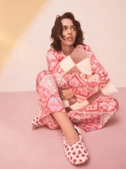 Rose motif cœurs - Chaussons de ballet