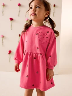 Rose motif cœurs - Robe de survêtement (3mths-7yrs)