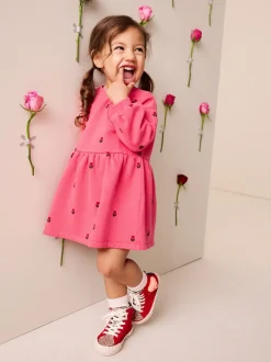 Rose motif cœurs - Robe de survêtement (3mths-7yrs)