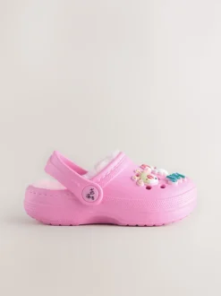 Rose Noël - Chaussons sabots doublés de fausse fourrure