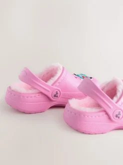 Rose Noël - Chaussons sabots doublés de fausse fourrure