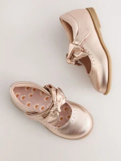 Rose Or - Nœud Leather Fermeture par contact Chaussures