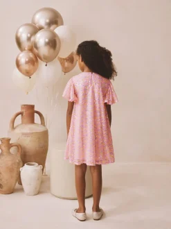 Rose pastel - Manches d'ange Sequin Robes de fête (3-16yrs)
