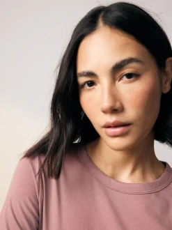 Rose pastel - T-shirt à manches longues de cou d'équipage