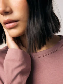 Rose pastel - T-shirt à manches longues de cou d'équipage