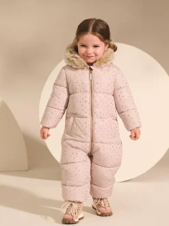 Rose pâle - Combinaison de ski Imprimé Résistant à la douche (3mois-7ans)