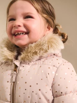 Rose pâle - Combinaison de ski Imprimé Résistant à la douche (3mois-7ans)