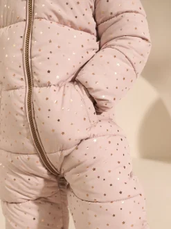 Rose pâle - Combinaison de ski Imprimé Résistant à la douche (3mois-7ans)