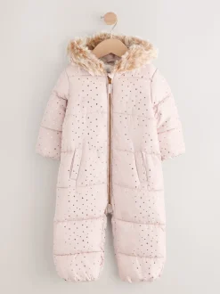 Rose pâle - Combinaison de ski Imprimé Résistant à la douche (3mois-7ans)