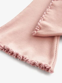 Rose pâle - Leggings évasés à côtes (3mths-7yrs)