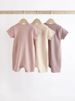 Rose pâle - Lot de 3 barboteuses zippées bidirectionnelles pour bébé (0mois3ans)