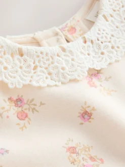 Rose pâle à petites fleurs  - Ensemble Sweat-shirt et Leggings à col (3mois-7ans)