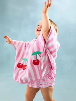 Rose pâle - Poncho JoJo Maman Bébé 100% coton en éponge