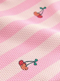 Rose rayé cerise - Maillot de bain à franges (3mths-7yrs)