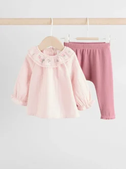 Rose rose - Haut bébé à manches longues et leggings Ensemble 2 pièces (0mois-2ans)