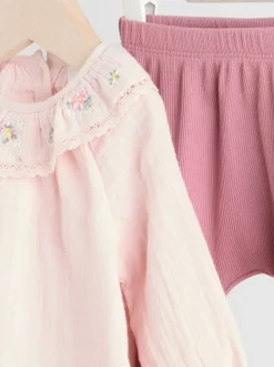 Rose rose - Haut bébé à manches longues et leggings Ensemble 2 pièces (0mois-2ans)